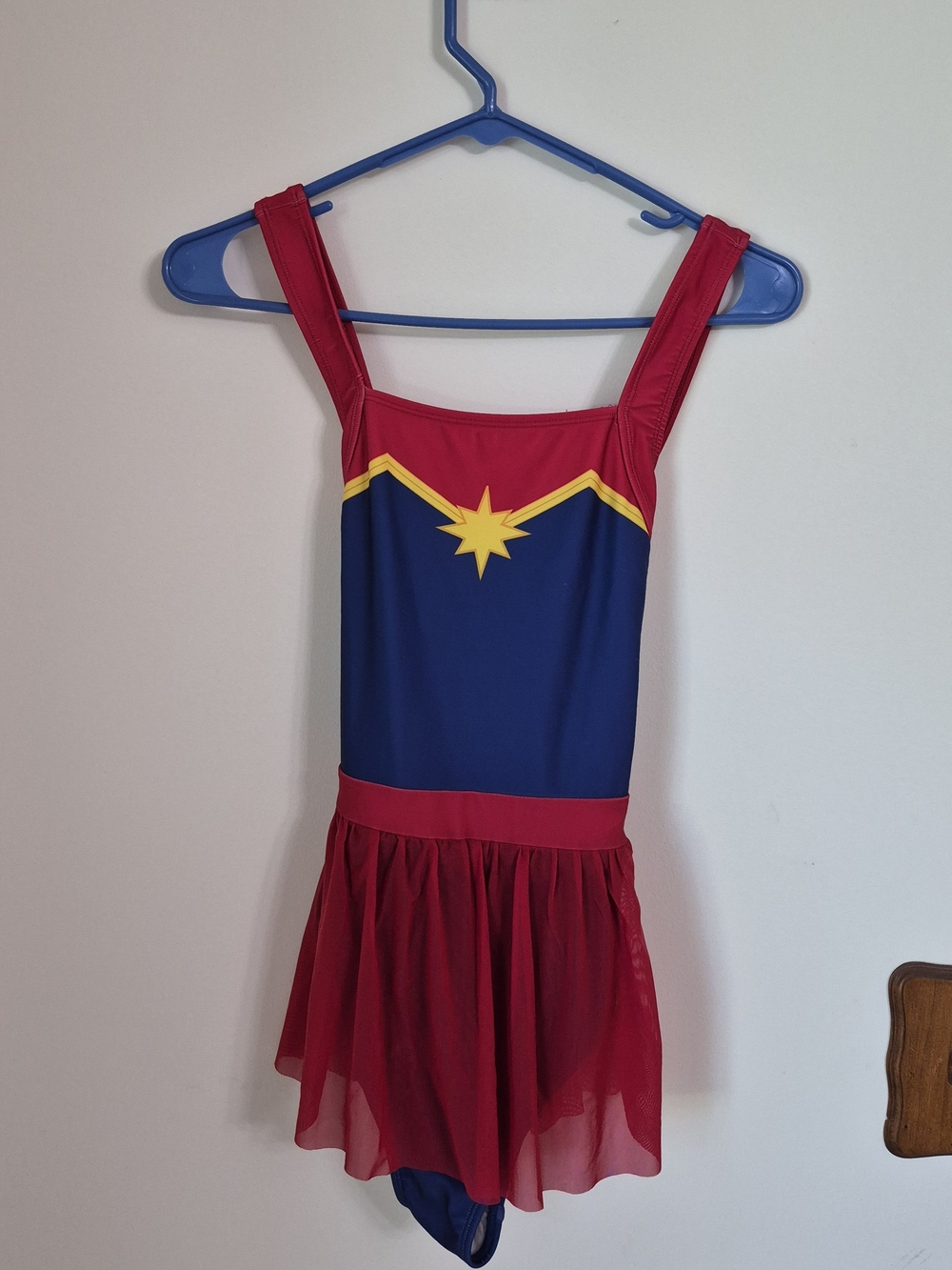 Marvel Captain Marvel Inspired Red, Blue & Yellow Girls' 14/16 Costume
